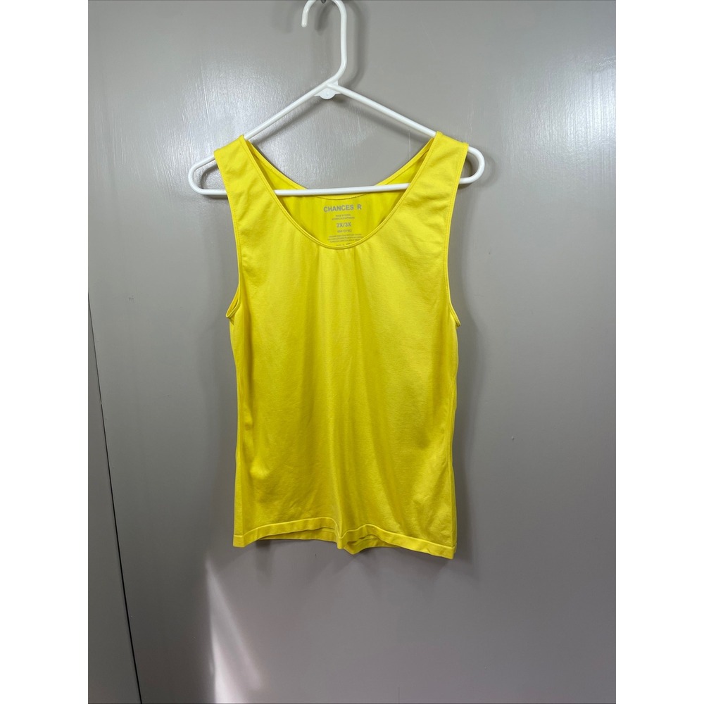 Chances R Yellow Seamless Tank Top Plus Size 2X/3X Scoop Neck Stretch Sleeveless
